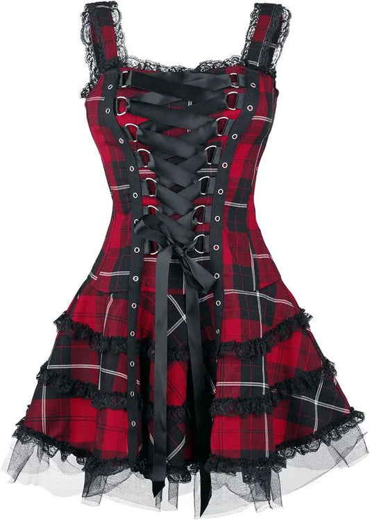 Hell Bunny Harley Tartan Dress Size MEDIUM