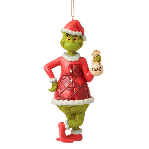 Jim Shore Grinch With Bag of Coal Hanging Ornament