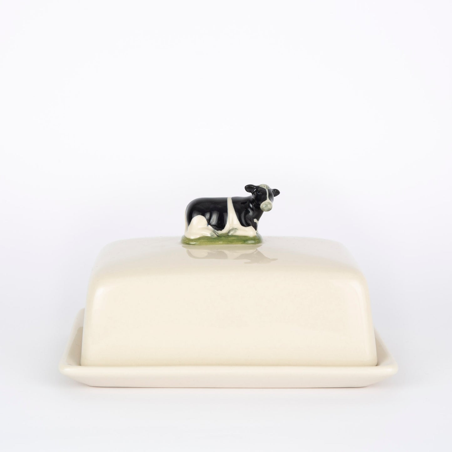Quail Friesian Cow Butter Dish