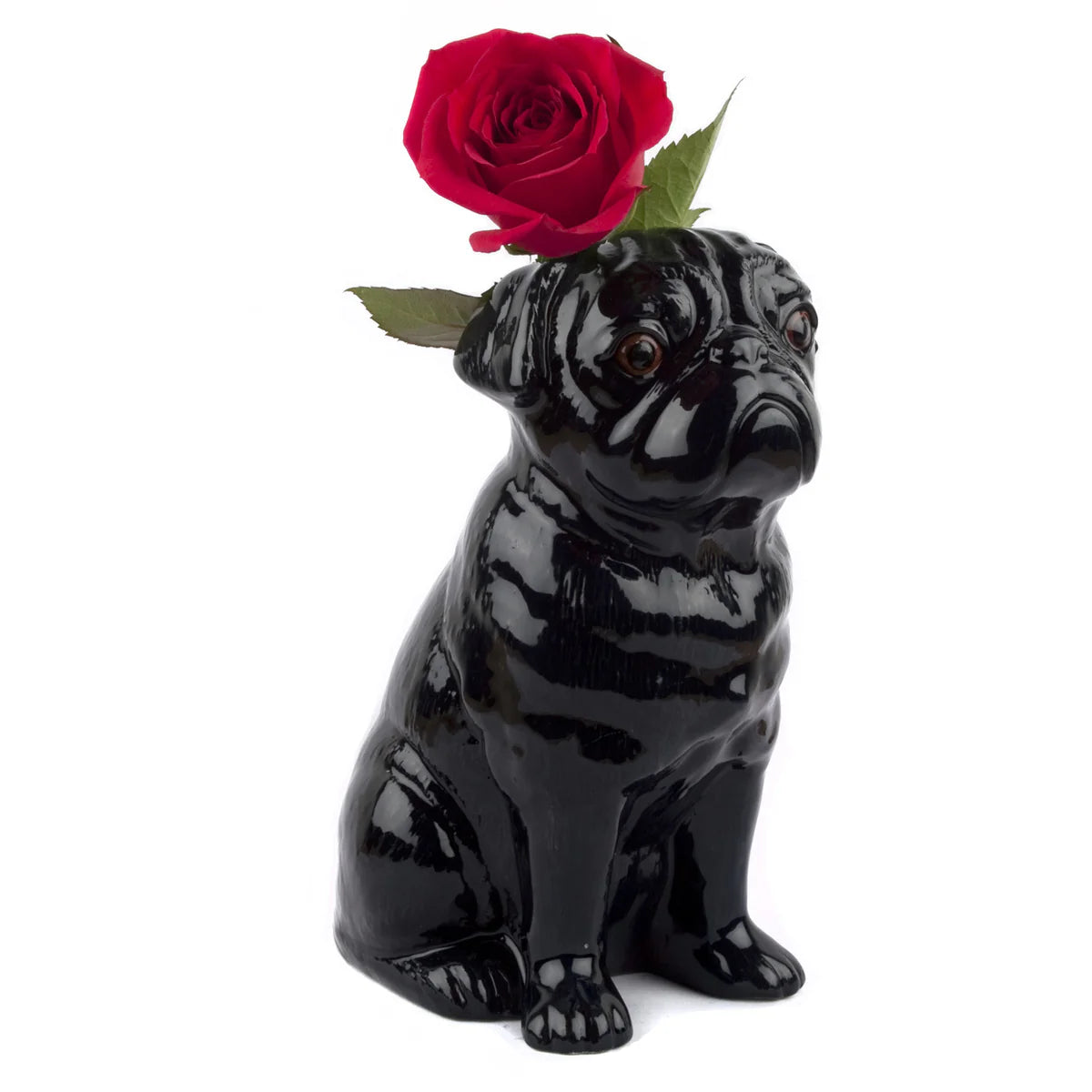 Quail Black Pug Vase