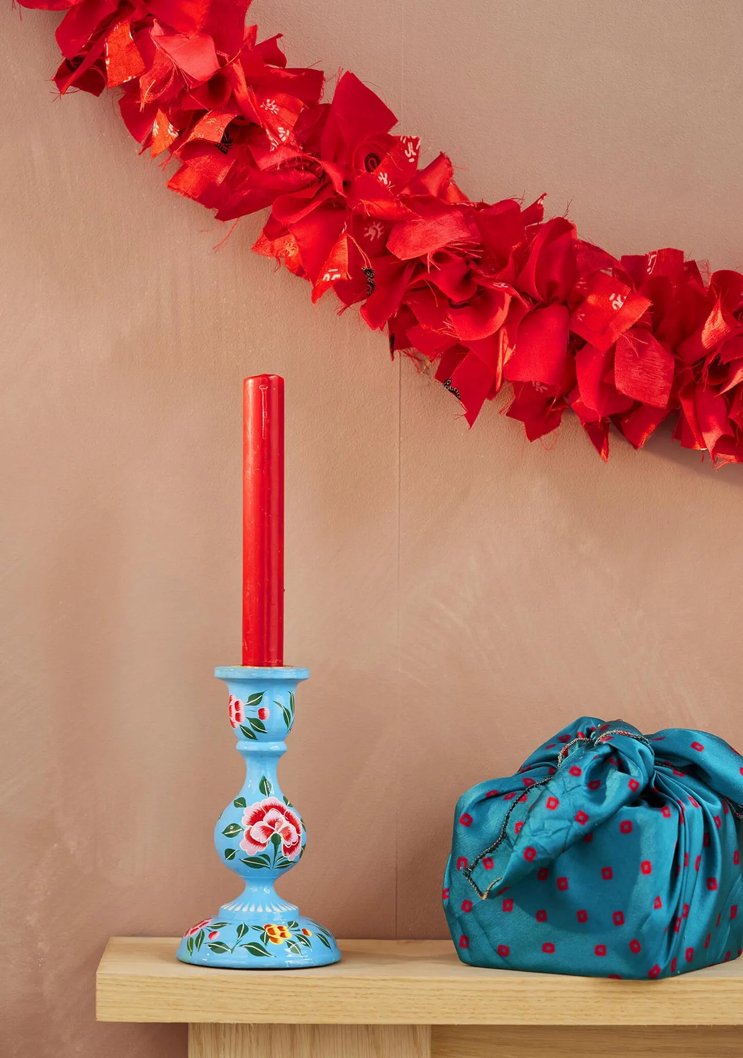 Recycled Sari Tinsel Garland Red