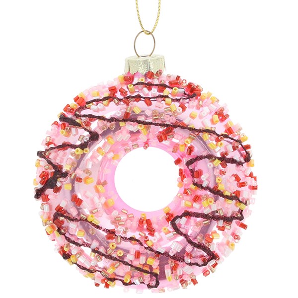 Foodie Xmas pink Doughnut Hanging Decoration