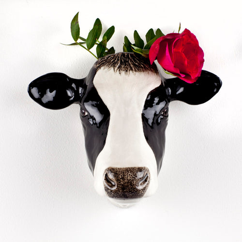 Quail Friesian Cow Wall Vase