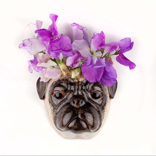 Quail Pug Fawn Wall Vase