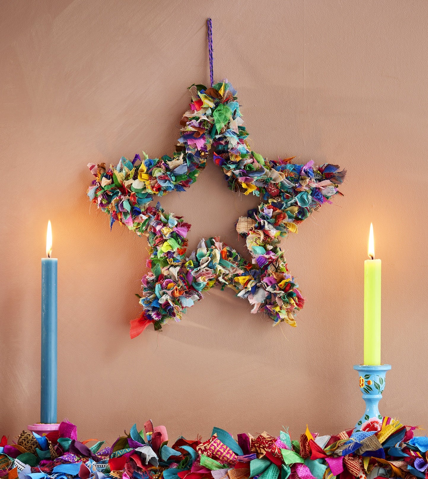 Recycled Sari Star Wreath Multi