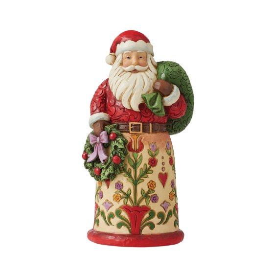 Santa with Sack and Wreath Figurine